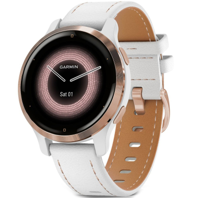 Smart часы Garmin Venu 2S, Rose Gold   White, Leather (010-02429-23)