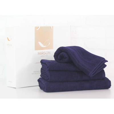 Рушник MirSon набор банных №5073 Elite SoftNess Darkblue 40х70, 50х90, 70х (2200003975659)