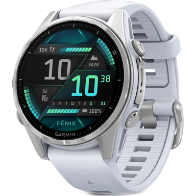 Смарт-годинник Garmin Fenix 8 Amoled 43 мм Silver with Whitestone Silicone Band (010-02903-00)