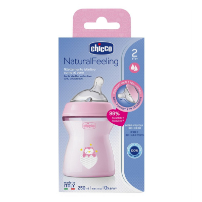 Пляшечка для годування Chicco Бутылочка для кормления  Natural Feeling силикон средний поток 250мл розовая (81323.10) фото №8