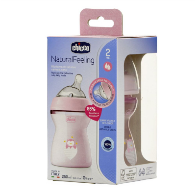 Пляшечка для годування Chicco Бутылочка для кормления  Natural Feeling силикон средний поток 250мл розовая (81323.10) фото №9