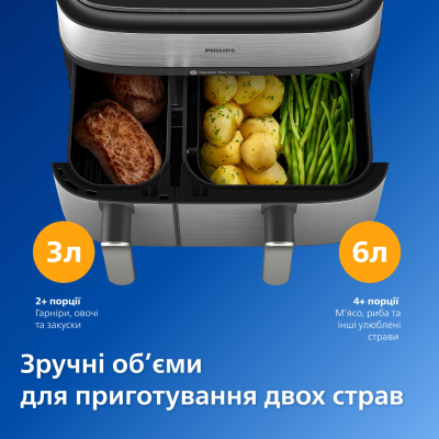 Мультипечь Philips Dual Basket Airfryer 5000 Series (NA555/00) фото №2