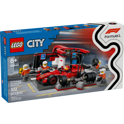 Конструктор Lego City Піт-стоп і піт-екіпаж F1 з болідом Ferrari (60443)