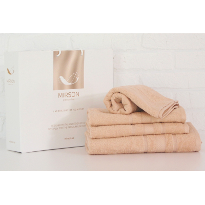 Рушник MirSon набор банных №5075 Elite SoftNess Ivory 40х70, 50х90, 70х140 (2200003975673)