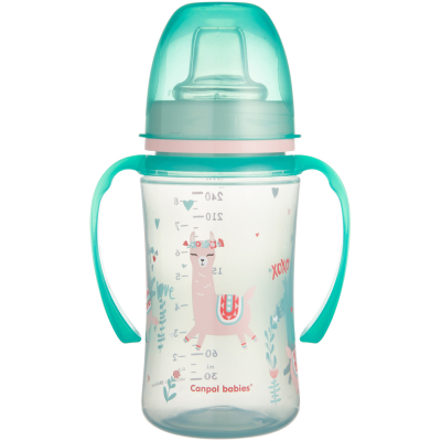 Пляшечка для годування Canpol babies Поильник-непроливайка  EasyStart 240 мл -Sweet fun зелена (35/208_gre)