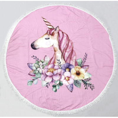 Рушник MirSon пляжное №5076 Summer Time Pink Unicorn Girl 150x150 см (2200003947847) фото №2