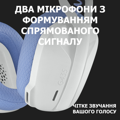 Наушники Logitech G435 Lightspeed Wireless Gaming Headset White (981-001074) фото №4