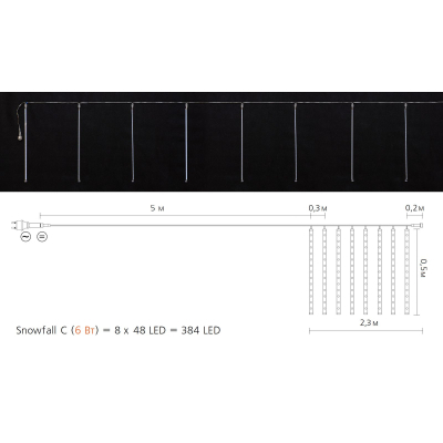 Гірлянда Delux Snowfall C 384LED 8х0.5 м IP44 EN Синя/Прозора (90017980) фото №3