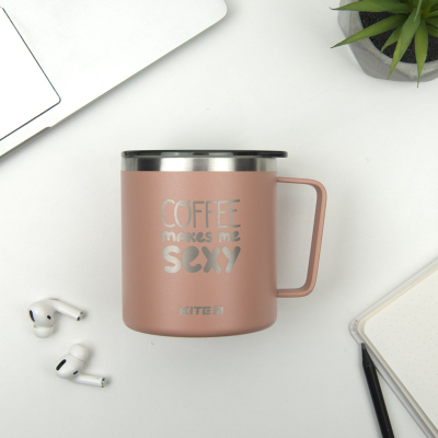 Пляшечка для годування Kite Поильник-непроливайка  Coffee makes me sexy термокружка 400 мл, пудра (K22-379-03-2) фото №4