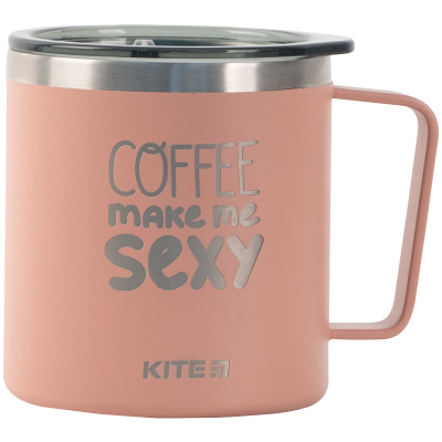 Пляшечка для годування Kite Поильник-непроливайка  Coffee makes me sexy термокружка 400 мл, пудра (K22-379-03-2)