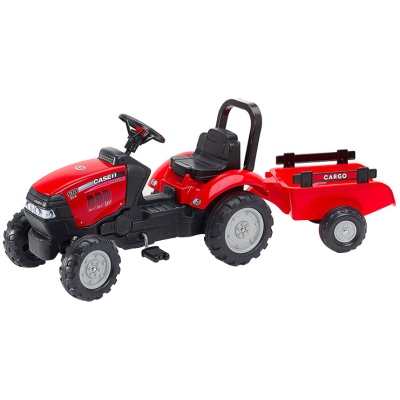 Електромобіль дитячий Falk Case IH трактор на педалях з причепом червоний (961B)