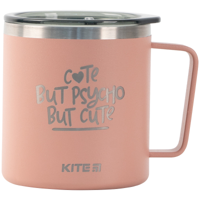 Пляшечка для годування Kite Поильник-непроливайка  Cute but psycho термокружка 400 мл, пудра (K22-379-03-1)