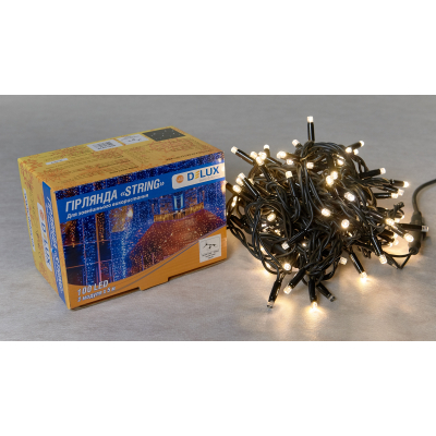 Гирлянда Delux зовнішня STRING 100 LED 10m (2*5m) білий/чорний IP44 EN (90020905)