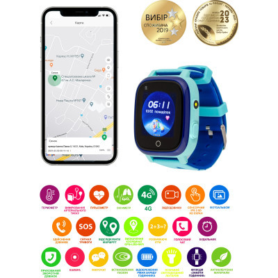 Smart часы AmiGo GO005 4G WIFI Kids waterproof Thermometer Blue (747017) фото №6