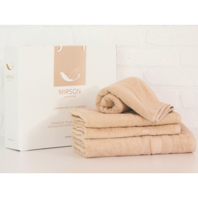 Рушник MirSon набор банных №5084 Elite SoftNess Beige 40х70, 50х90, 70х140 (2200003183542)
