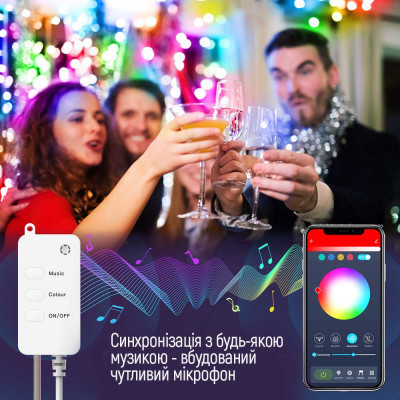 Гірлянда Colorway Smart LED RGB WiFi Bluetooth 10M 60LED IP65 (CW-GS-60L10UMC) фото №10