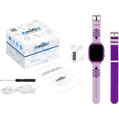 Smart часы AmiGo GO005 4G WIFI Kids waterproof Thermometer Purple (747019) фото №8
