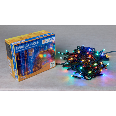 Гирлянда Delux ICICLE flash 75LED 2 х 0.7 м мульті/чорний IP44 EN (90012955) фото №2