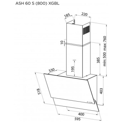 Вытяжки Pyramida ASH 60 S (800) XGBL фото №9