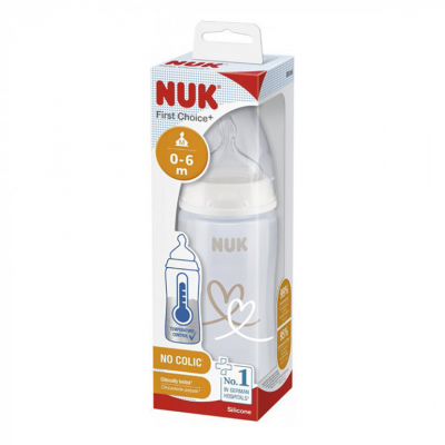 Пляшечка для годування Nuk Бутылочка для кормления  First Choice Plus Сердца 300 мл Бежевая (3952398) фото №2