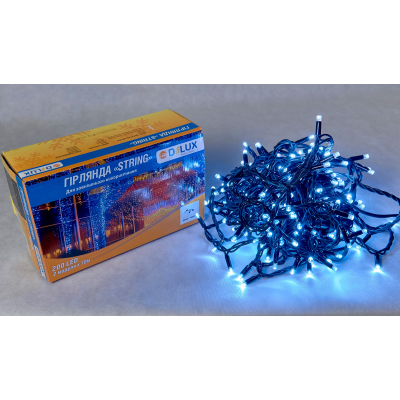 Гирлянда Delux STRING 200 LED 20m білий/чорний IP44 EN (90009110)