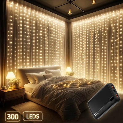 Гирлянда Colorway Штора завіса 3 x 3 м 300 LED USB теплий колір (CW-GW-300L33U) фото №2
