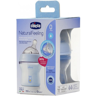 Пляшечка для годування Chicco Бутылочка для кормления  Natural Feeling Color 150 мл  0 мес Голубая (81311.20) фото №9