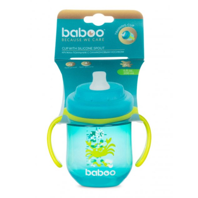 Пляшечка для годування Baboo Поильник-непроливайка  с силиконовым носиком Marine 200 мл Бирюзовая (90600) фото №4