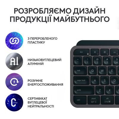Клавіатура Logitech MX Keys S Plus Palmrest Wireless UA Graphite (920-011589) фото №5