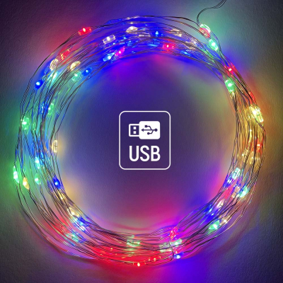 Гирлянда Colorway Роса LED 100 10 м 8 функцій різнокольорова USB (CW-G-100L10NUMC) фото №2