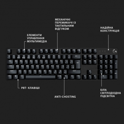 Клавиатура Logitech G413 SE Mechanical Tactile Switch USB UA Black (920-010437) фото №6