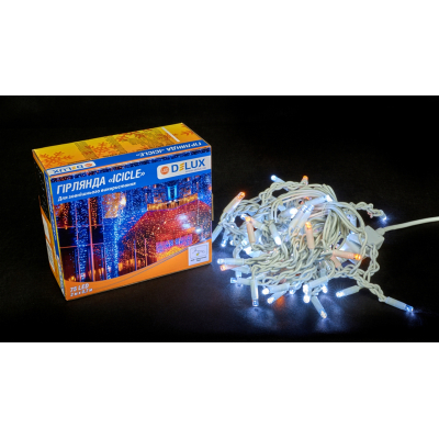 Гирлянда Delux ICICLE 100LED 2x0.7 м Жовтий flash Білий/Білий IP44 (90015181) фото №2