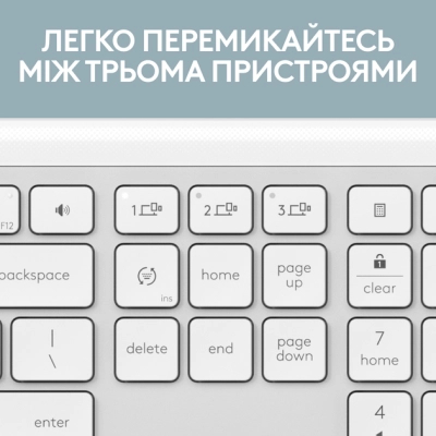 Клавиатура Logitech K950 Bluetooth/Wireless UA Off-White (920-012466) фото №3