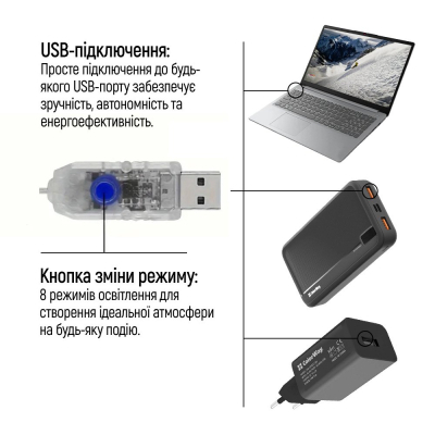 Гирлянда Colorway Роса LED 100 10 м 8 функцій теплий колір USB (CW-G-100L10NU) фото №11