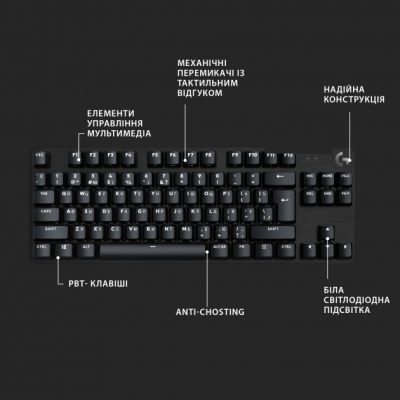 Клавиатура Logitech G413 TKL SE Mechanical Tactile Switch USB UA Black (920-010446) фото №6