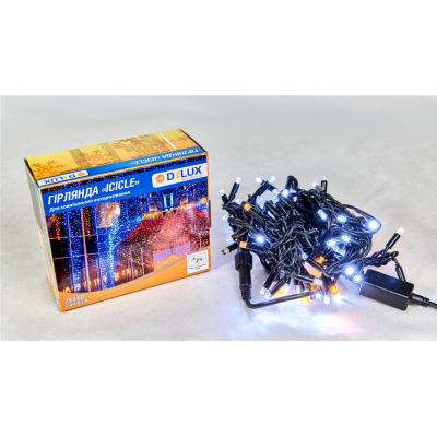 Гирлянда Delux ICICLE 100LED 2x0.7 м Жовтий flash Білий/Чорний IP44 (90015182) фото №2