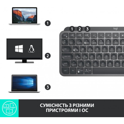 Клавіатура Logitech MX Keys Mini Wireless Illuminated UA Graphite (920-010498) фото №6