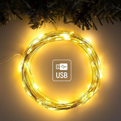 Гирлянда Colorway Роса LED 50 5 м 8 функцій теплий колір USB (CW-G-50L5NU) фото №5
