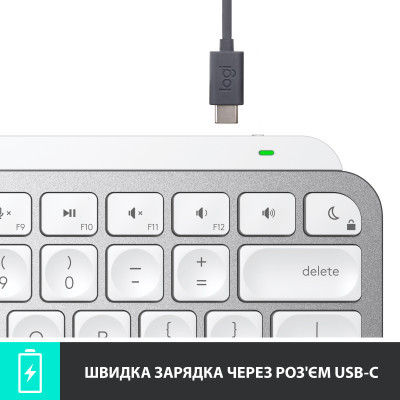 Клавиатура Logitech MX Keys Mini Wireless Illuminated UA Pale Grey (920-010499) фото №8
