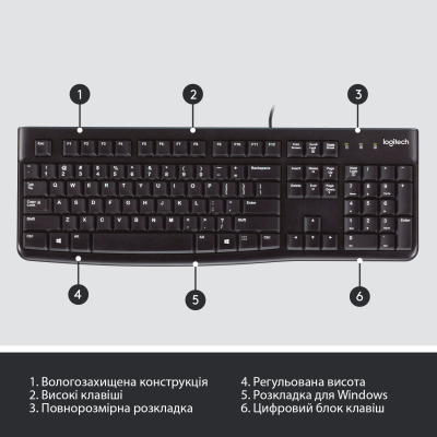 Клавиатура Logitech K120 Ukr (920-002643) фото №6