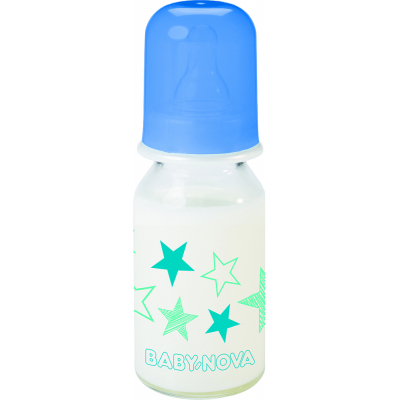 Пляшечка для годування Baby-Nova Бутылочка для кормления  Декор стекляная 125 мл Синяя (3960332)