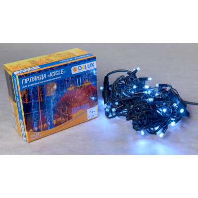 Гирлянда Delux Icicle 75LED 2x0.7m білий/чорний IP44 EN (90016589)