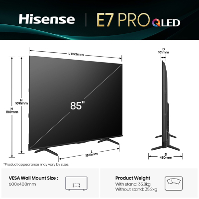 Телевизор Hisense 85E7Q PRO фото №2